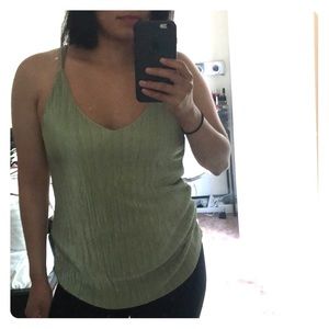 Green satin tank